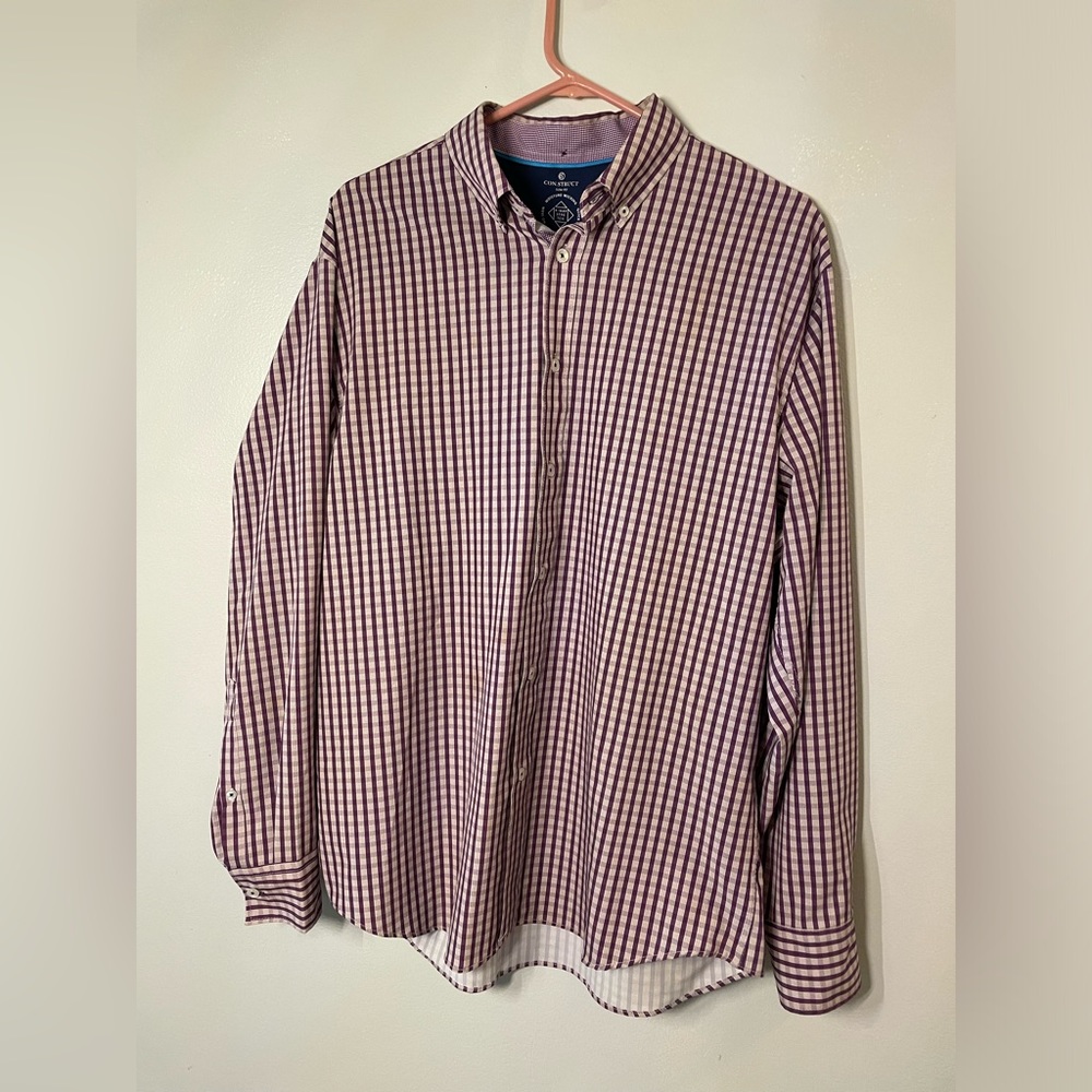Men’s purple checkered dress shirt